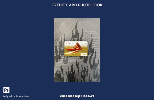 modello frontale photolook con carta oro visto bancario Oman Bank Muscat stile v